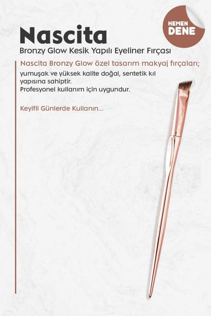 Bronzy Glow Kesik Yapılı Eyeliner Fırçası
