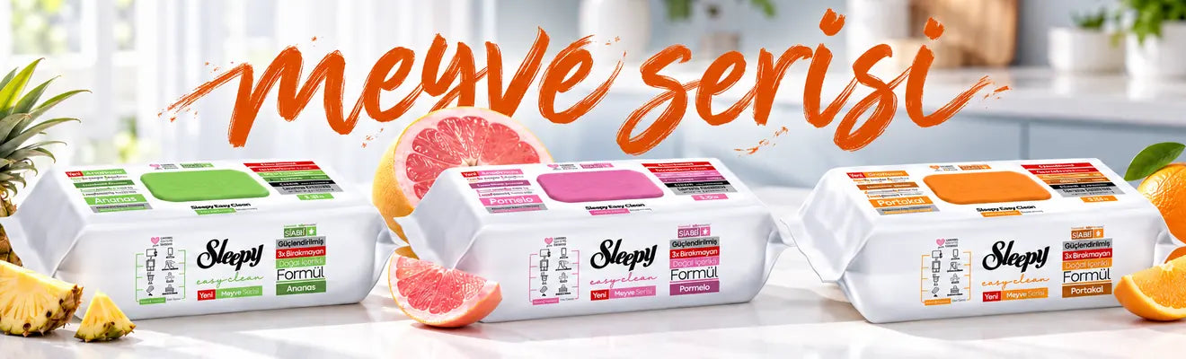 Sleepy meyve serisi yüzey temizleme havluları